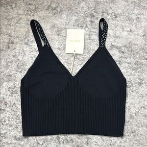 Tucci Black Ribbed Crop Top. Size: M, New with Tag